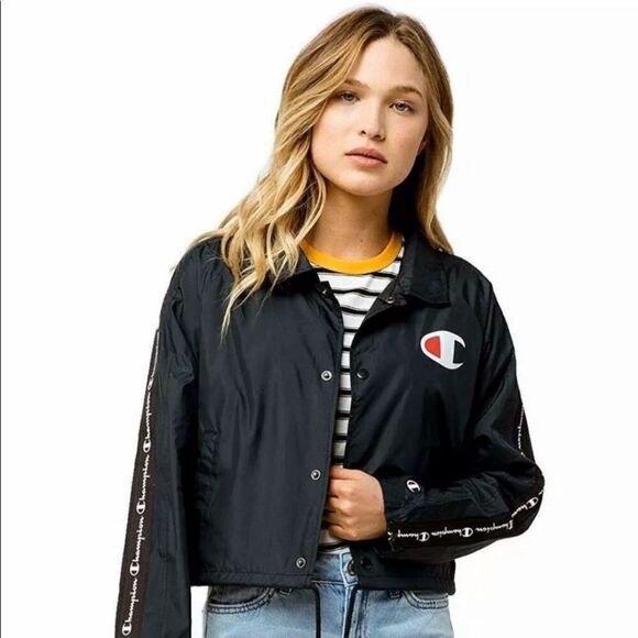 Champion Cropped Coaches Windbreaker Jacket Small - Picture 1 of 16